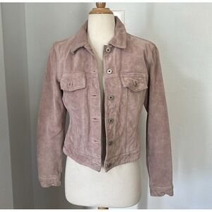 Vtg GAP Suede‎ Leather Jacket Womens S Pink Trucker Cowboy Western Y2K 90s